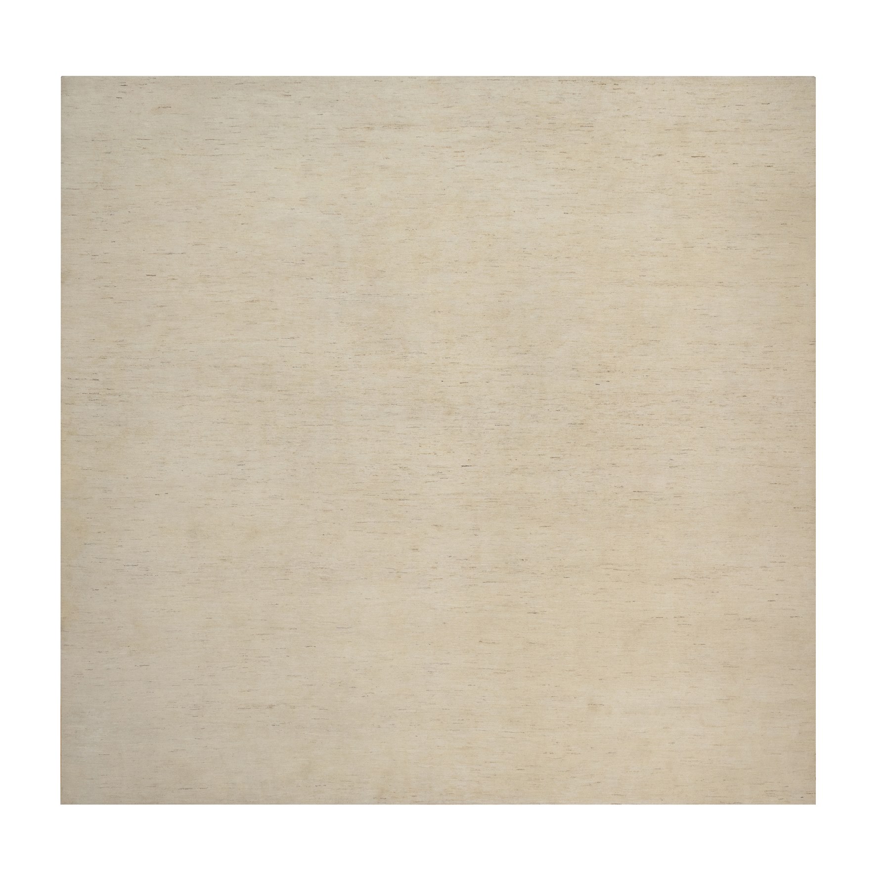 13'3"x13'3" Linen White, Modern, Plain Design, Lori Buft Gabbeh, Hand Knotted, Undyed Natural Wool, Thick and Plush, Square, Oriental Rug 